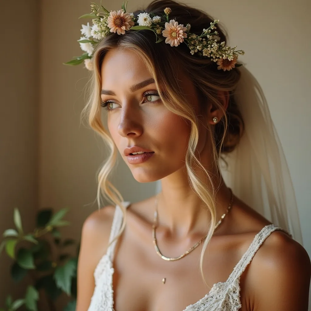 Concepto: La novia para una boda boho (IA)