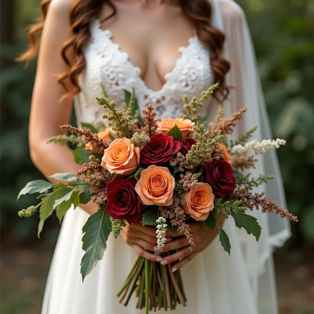 Concepto: El ramo para una boda boho (IA)