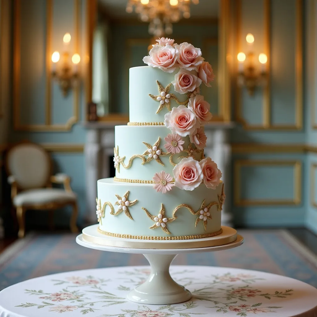 Concepto: La tarta para una boda bridgerton (IA)