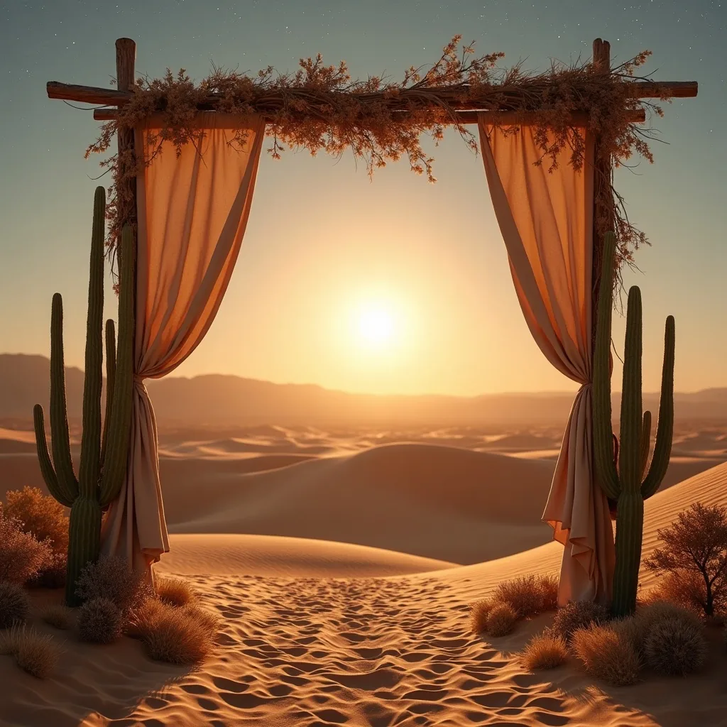 Concepto: La invitación para una boda en el desierto (IA)