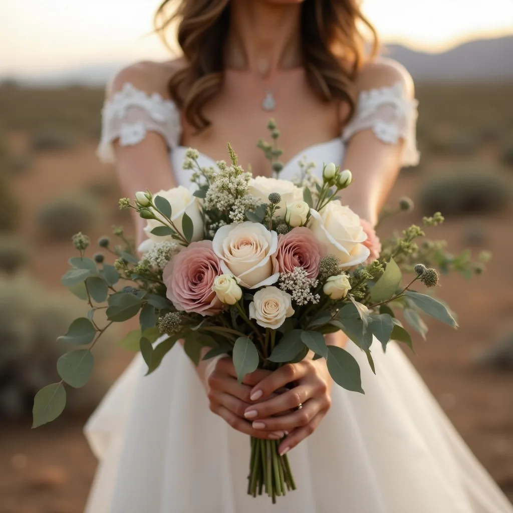 Concepto: El ramo para una boda elopement (IA)