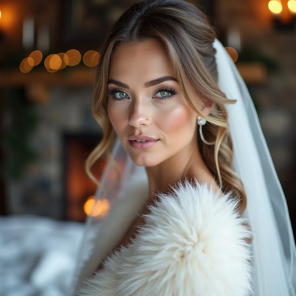 Concepto: La novia para una boda de invierno (IA)