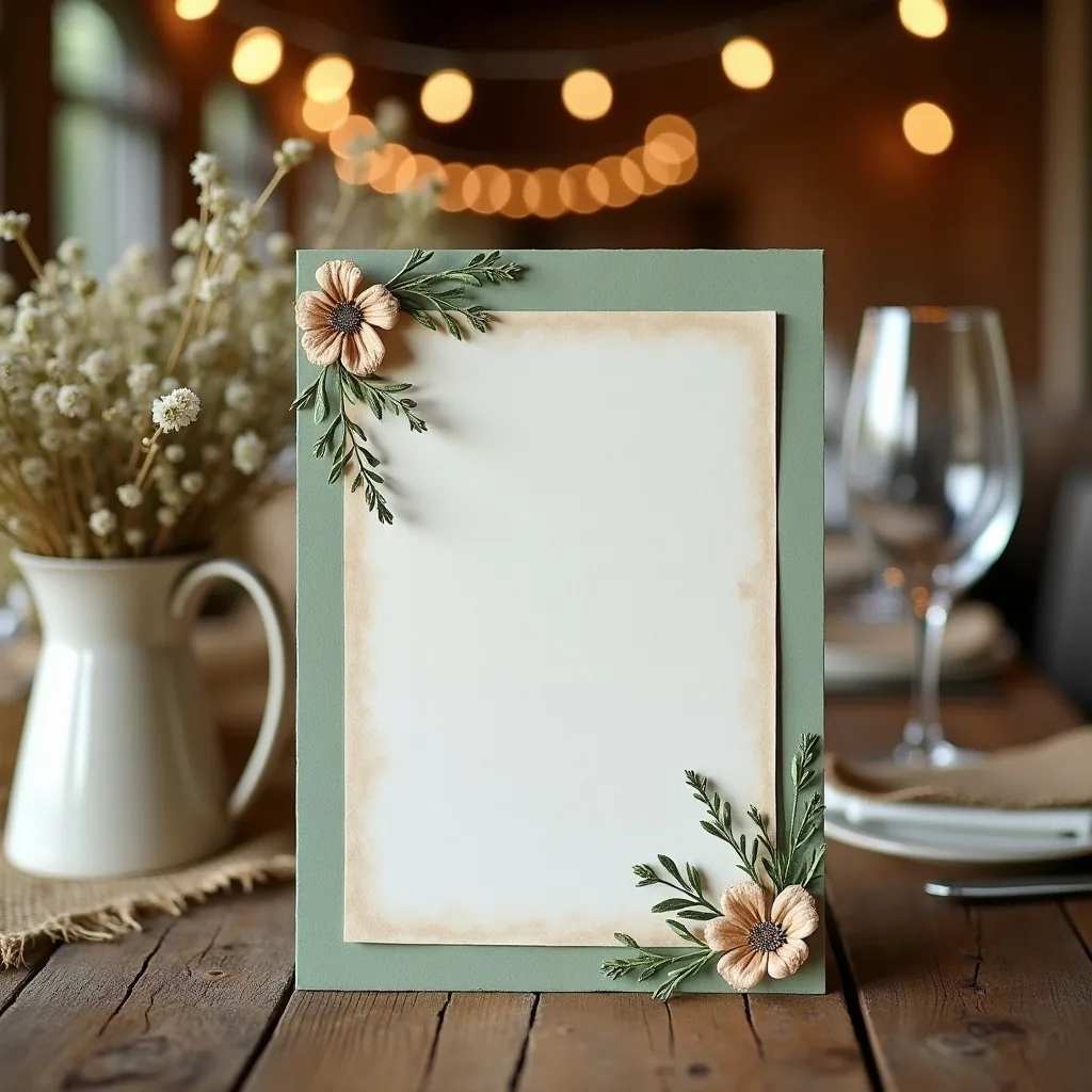 Concepto: La invitación para una boda rústica (IA)