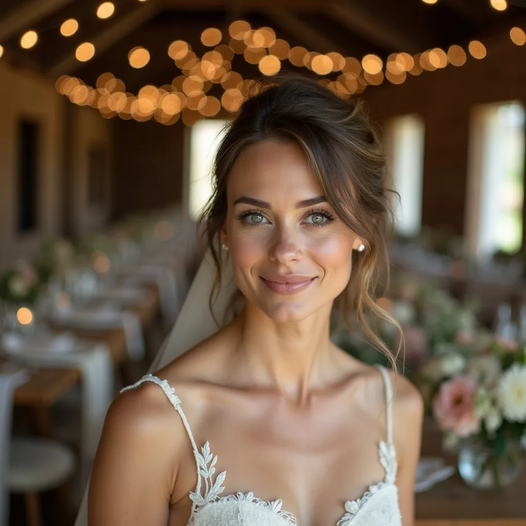 Concepto: La novia para una boda rústica (IA)