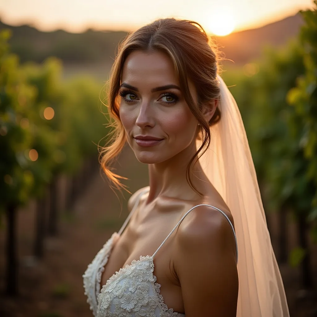 Concepto: La novia para una boda en viñedo (IA)